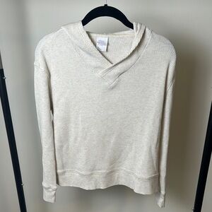 Stars Above Waffle Knit Cream Lightweight Cozy Lounge Sweatshirt Hoodie Size XS